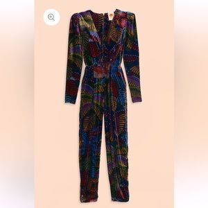 Farm RIO Midnight velvet v-neck jumpsuit